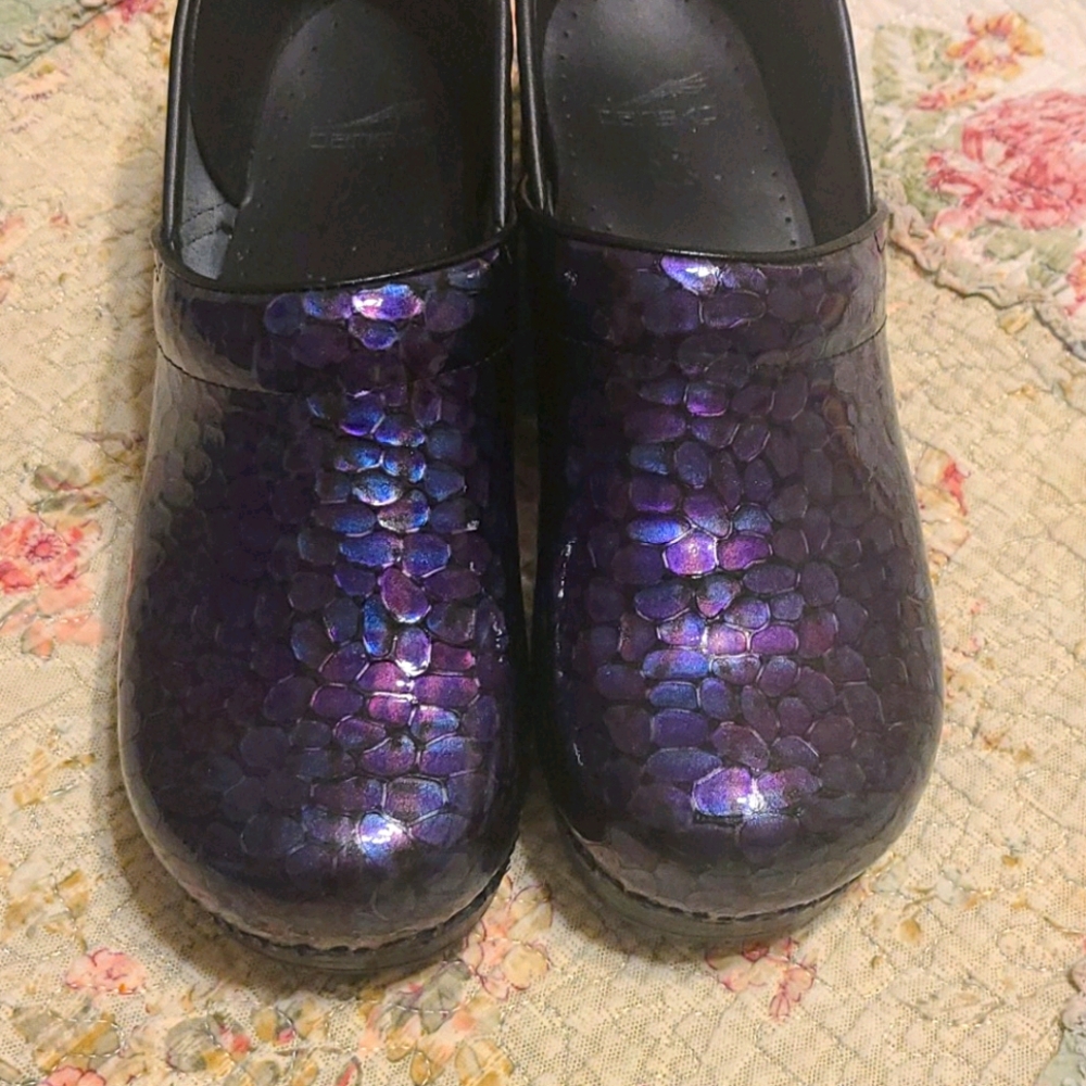 Dansko purple mermaid scale clogs